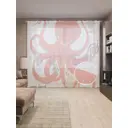 Тюль на шторной ленте Утро осьминога 310х265 см рисунок природный цвет розовый