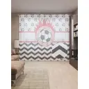 Тюль на шторной ленте Футбольные огни 310х265 см цвет красный