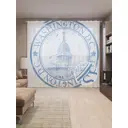 Тюль на шторной ленте Печать Вашингтон Ди-Си 310х265 см цвет синий