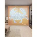Тюль на шторной ленте Узорчатый краб 310х265 см рисунок природный цвет оранжевый