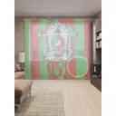 Тюль на шторной ленте Полосатые часы 310х265 см цвет красный