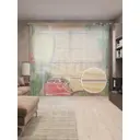 Тюль на шторной ленте Праздничный бокал 310х265 см цвет зеленый