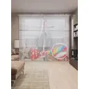 Тюль на шторной ленте Чудный праздник 310х265 см цвет красный