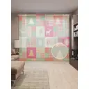 Тюль на шторной ленте Новогодние атрибуты 310х265 см цвет красный