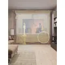 Тюль на шторной ленте Свеча а за окном замок 310х265 см рисунок природный цвет оранжевый