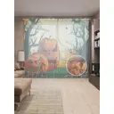 Тюль на шторной ленте Джеки-фонари за забором 310х265 см рисунок природный цвет оранжевый