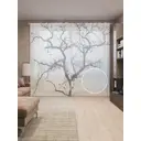 Тюль на шторной ленте Черное дерево 310х265 см рисунок растительный цвет черный