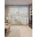 Тюль на шторной ленте Постройки на набережной 310х265 см рисунок природный цвет оранжевый