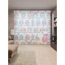 Тюль на шторной ленте Сомнительные совы 310х265 см цвет голубой