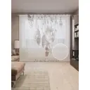 Тюль на шторной ленте Перья ловца снов 310х265 см рисунок природный цвет темно-коричневый