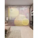 Тюль на шторной ленте Осенние груши 310х265 см рисунок растительный цвет желтый