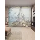 Тюль на шторной ленте Эйфелева башня у подножья 310х265 см рисунок природный цвет серый