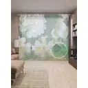 Тюль на шторной ленте Жасмин в воде 310х265 см рисунок растительный цвет зеленый