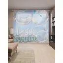 Тюль на шторной ленте Лыжные прыжки 310х265 см цвет синий