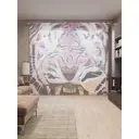 Тюль на шторной ленте Тигр сверкающий глазами 310х265 см цвет фиолетовый