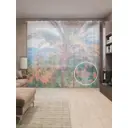 Тюль на шторной ленте Пальма в Бордигере 310х265 см рисунок вензель цвет коричневый