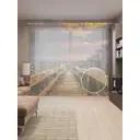 Тюль на шторной ленте Мысли о море 310х265 см рисунок природный цвет коричневый