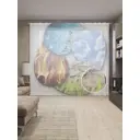 Тюль на шторной ленте Капли стихий 310х265 см цвет оранжевый