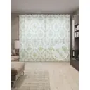 Тюль на шторной ленте Богатые ромбики-2 310х265 см рисунок вензель цвет зеленый