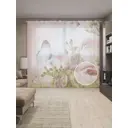 Тюль на шторной ленте Бутоны цветов 310х265 см цвет розовый