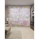 Тюль на шторной ленте Цветочное скопление 310х265 см рисунок вензель цвет светло-розовый