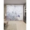 Тюль на шторной ленте Цветочные спирали 310х265 см рисунок растительный цвет фиолетовый