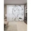 Тюль на шторной ленте Цветочный вензель 310х265 см рисунок растительный цвет черный