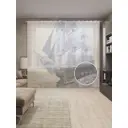 Тюль на шторной ленте Борьба с волнами 310х265 см цвет коричневый