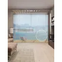 Тюль на шторной ленте На морском балконе 310х265 см цвет голубой