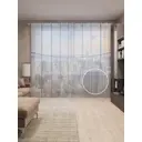 Тюль на шторной ленте Мысли в небоскребе 310х265 см цвет синий