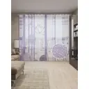 Тюль на шторной ленте Домашние одуванчики-1 310х265 см рисунок растительный цвет синий