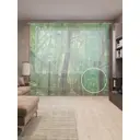 Тюль на шторной ленте Лесные дорожки 310х265 см рисунок природный цвет зеленый