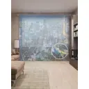 Тюль на шторной ленте Парижские ночи 310х265 см рисунок природный цвет синий