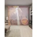 Тюль на шторной ленте Солнечный свет в пещере 310х265 см рисунок природный цвет оранжевый