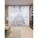 Тюль на шторной ленте Платье с фиолетовыми бабочками 310х265 см рисунок природный цвет фиолетовый