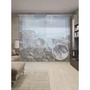 Тюль на шторной ленте Камни моря 310х265 см рисунок природный цвет синий
