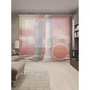 Тюль на шторной ленте Каменная ладья 310х265 см цвет красный