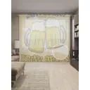 Тюль на шторной ленте Сохрани воду, пей пиво! 310х265 см цвет желтый