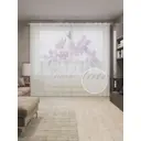 Тюль на шторной ленте Цветочное спасибо 310х265 см цвет серый