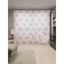 Тюль на шторной ленте Окружение фламинго 310х265 см цвет розовый