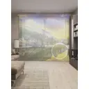 Тюль на шторной ленте Между небом и землей 310х265 см рисунок природный цвет оранжевый