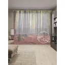 Тюль на шторной ленте Осеннее тепло 310х265 см рисунок растительный цвет красный