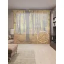 Тюль на шторной ленте Осенняя листва 310х265 см рисунок растительный цвет оранжевый