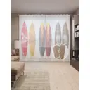 Тюль на шторной ленте Парные серфы 310х265 см рисунок природный цвет оранжевый