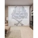 Тюль на шторной ленте Череп в розах 310х265 см цвет серый