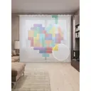 Тюль на шторной ленте Любовный пазл 310х265 см цвет красный