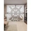 Тюль на шторной ленте Связанный штурвал 310х265 см рисунок природный цвет темно-коричневый