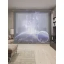 Тюль на шторной ленте Космический рассвет 310х265 см рисунок природный цвет фиолетовый