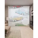 Тюль на шторной ленте Ретро кабриолеты 310х265 см цвет оранжевый