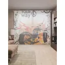 Тюль на шторной ленте Мотоцикл в пламени 310х265 см цвет оранжевый